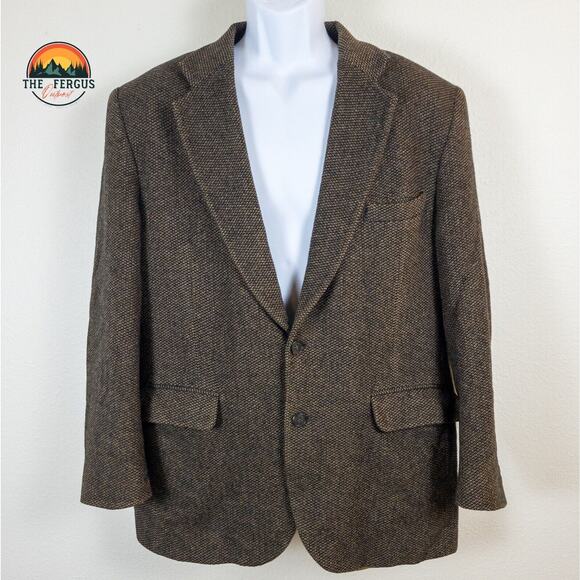 American Trend Sport Coat Mens Lambs Wool Lined Herringbone USA Size 42R - Picture 1 of 16
